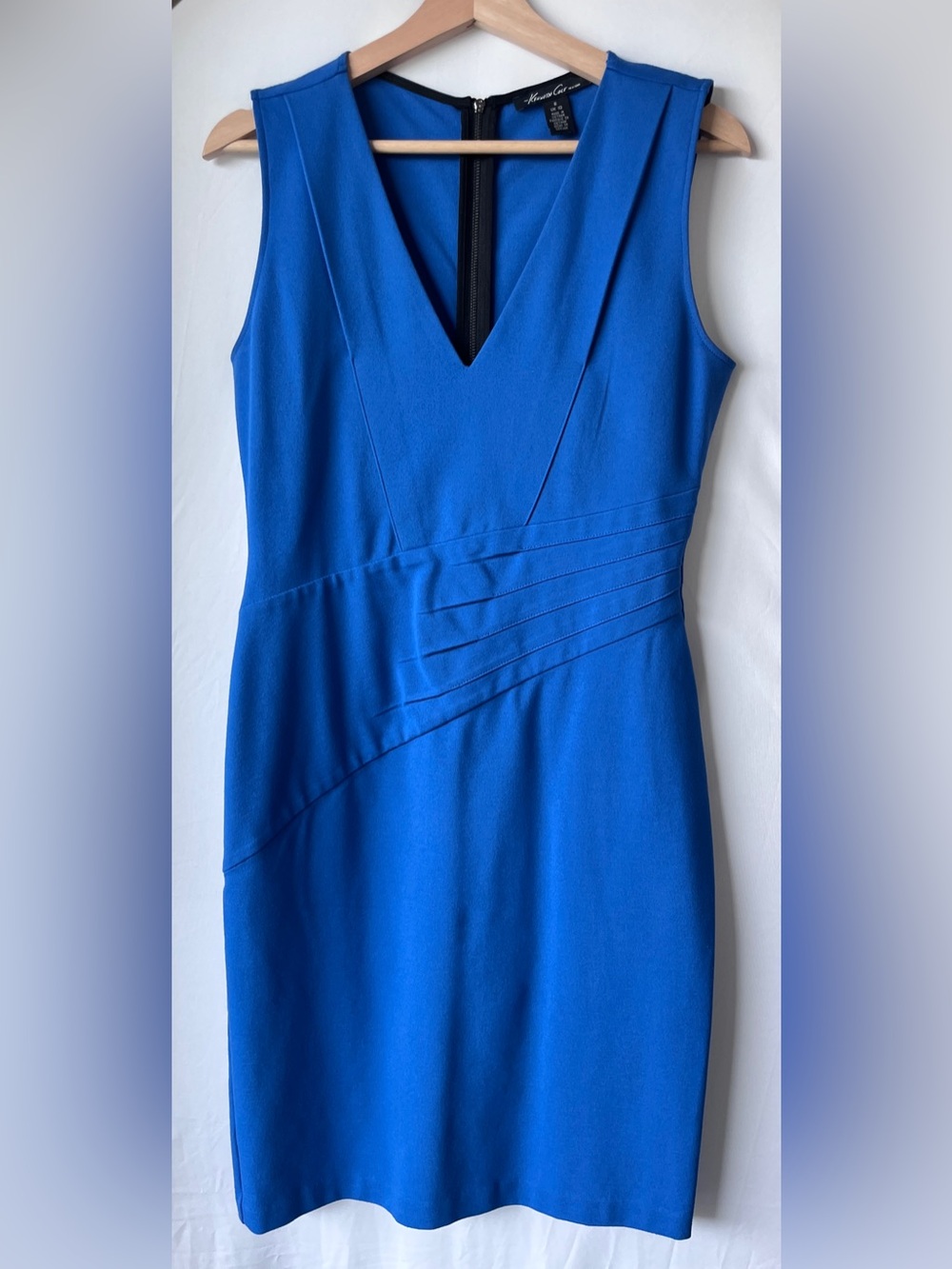 Kenneth Cole New York Cobalt V-Neck Midi Sheath Dress